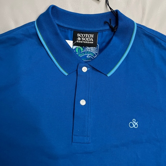 NWT - Scotch & Soda Men’s Classic Logo Polo Shirt with Tipping - Size XL - Picture 5 of 11